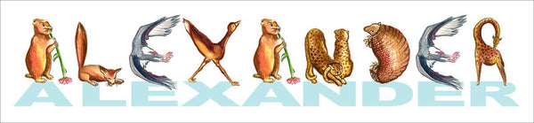 CN-4 Custom Name Animal Alphabet Art - No Mat