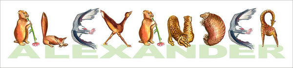 CN-4 Custom Name Animal Alphabet Art - No Mat