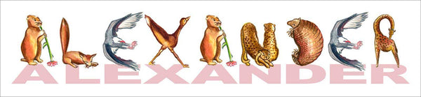 CN-4 Custom Name Animal Alphabet Art - No Mat