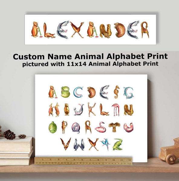 CN-4 Custom Name Animal Alphabet Art Prints on SALE