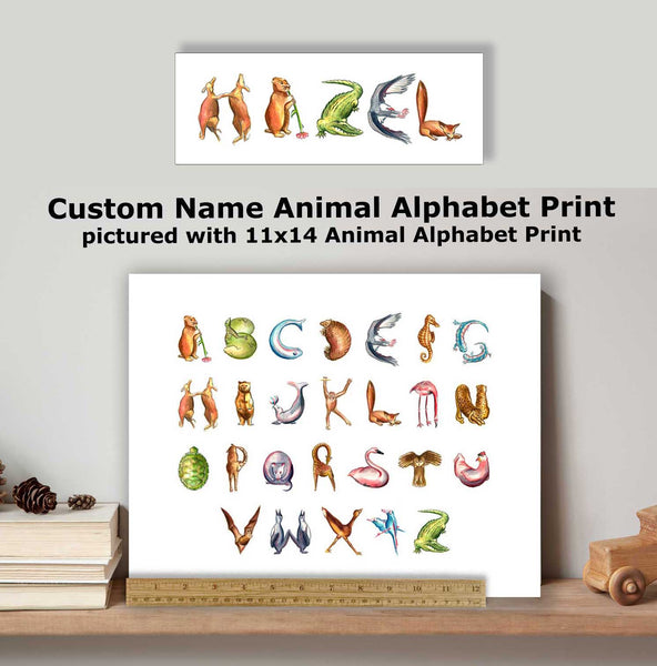 CN-4 Custom Name Animal Alphabet Art Prints on SALE