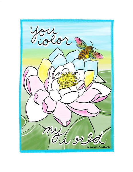 R804 Water Lily Bee -Notecards