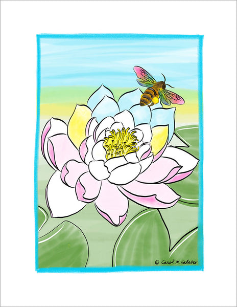 R804 Water Lily Bee -Notecards