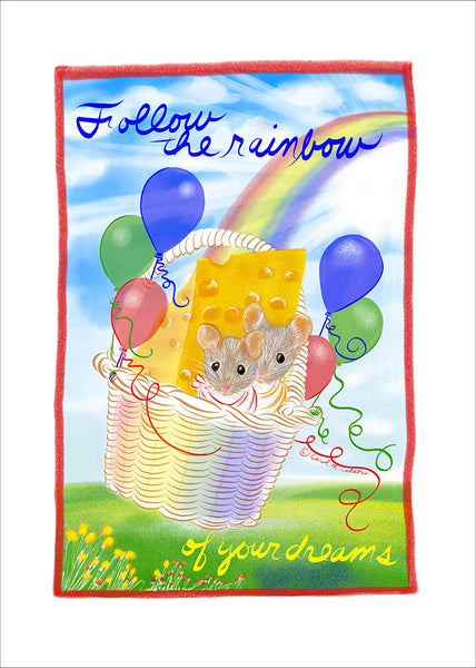 R805 Rainbow Mice Balloons - Notecards