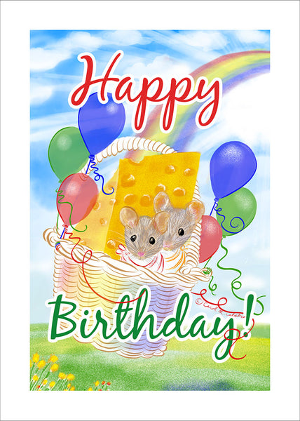 R805 Rainbow Mice Balloons - Notecards